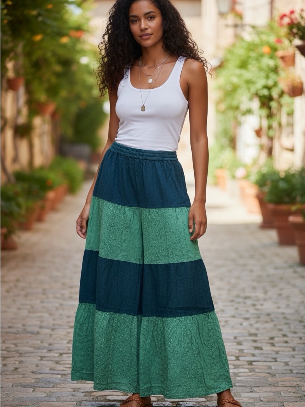 Young Threads Wide Leg Boho Pant Embroidered